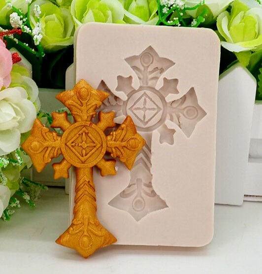 Croce decorata Barocca. Stampo in silicone