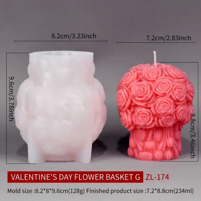 Bellissimo stampo Candela Vaso con Mazzo di Rose di 8.8 cm in silicone - WORLD PRODUCTS SHOP