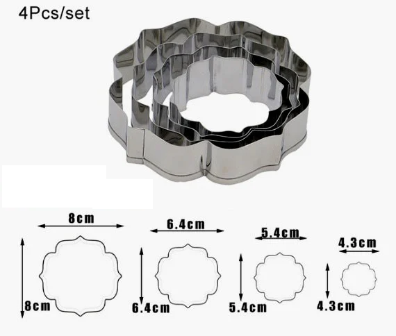 Set di 4 grandi Cornici decorative in metallo. Stampo Cutter Tagliapasta Cornice