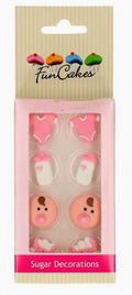 Neonata Rosa. Set di 8 decorazioni in zucchero. Culpitt