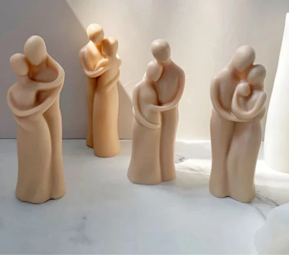 Innamorati con Donna Incinta e con Bambino. Set di 4 Stampi stilizzati in silicone anche per Candele - WORLD PRODUCTS SHOP