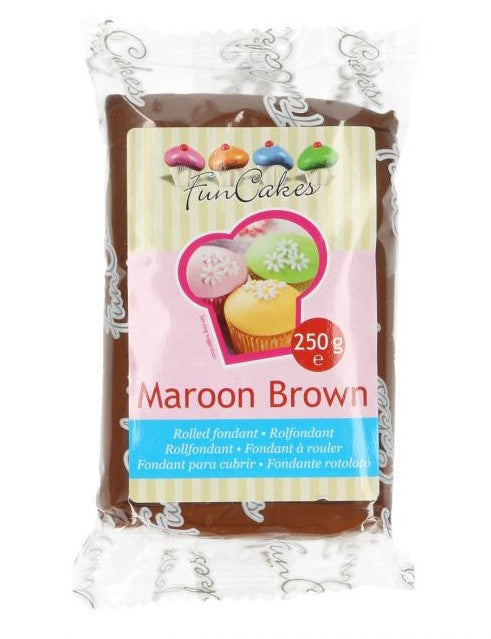 marrone. Pasta di zucchero FunCakes. 250 gr. Senza Glutine e Kosher