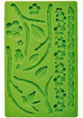 Fiori Uccellini e Rami. Stampo in silicone con 15 motivi decorativi.