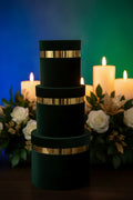 scatole tonde color oro effetto legno – set composto da 2 scatole in 2 diverse dimensioni