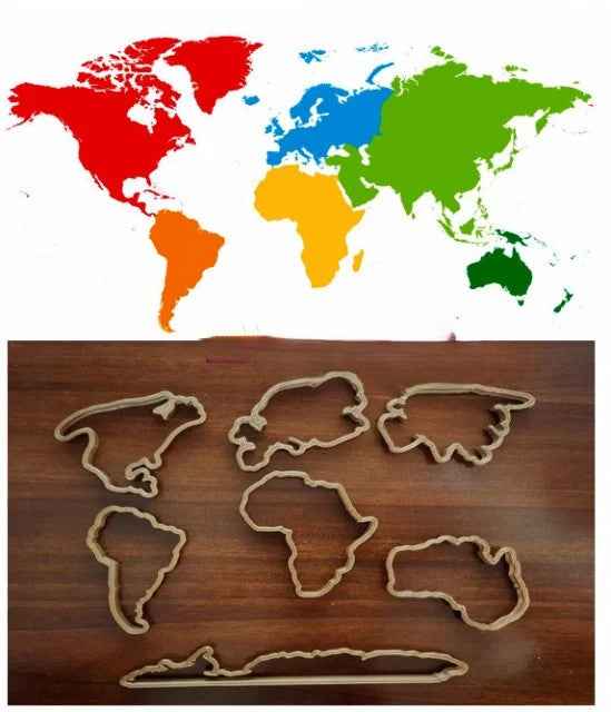 Continenti terrestri. Europa Asia Americhe Africa Australia Antartico. Fantastico Set di 7 stampi