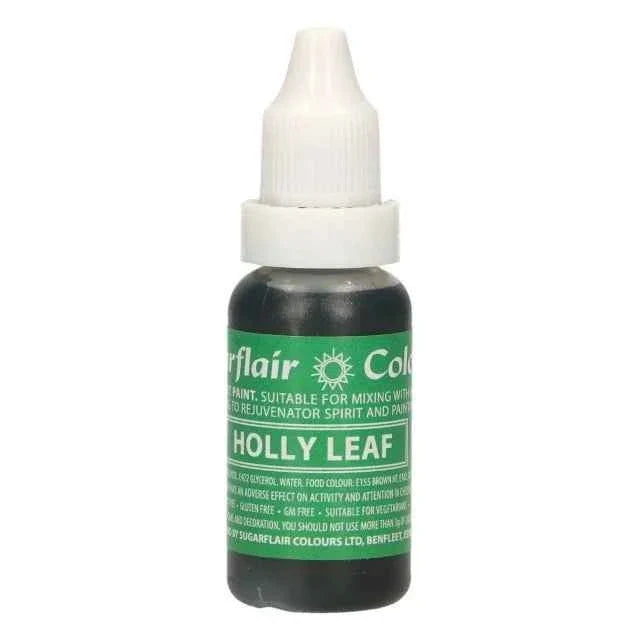 Verde Agrifoglio.. Vernice a Gocce. Per Panna Creme Burro e Pasta di Zucchero. 14 ml. Sugarflair