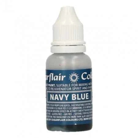 Blu Navy. Vernice a Gocce. Per Panna Creme Burro e Pasta di Zucchero. 14 ml. Sugarflair