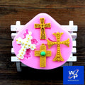Croce Barocca decorata. Stampo in silicone con 4 forme. Cross Silicone Molds For Baking Fondant Mold