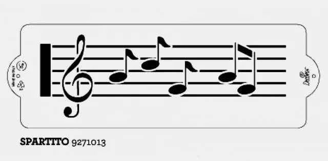Stencil Musica con Spartito e Note Musicali. Decora