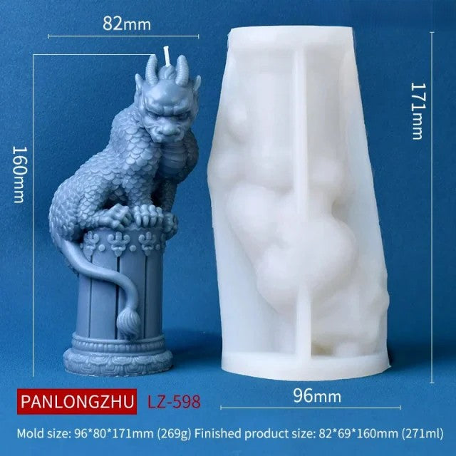 Drago su colonna di 16 cm. Stampo in silicone anche per Candele - WORLD PRODUCTS SHOP