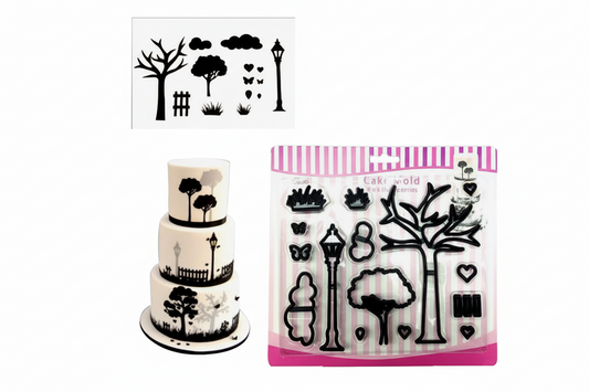 Lampione Albero Nuvole e Recinto. Stampo Parco Patchwork Cutter