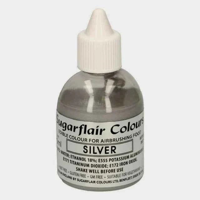 ARGENTO  60 ml. Colorante liquido anche per Aerografo. Sugarflair
