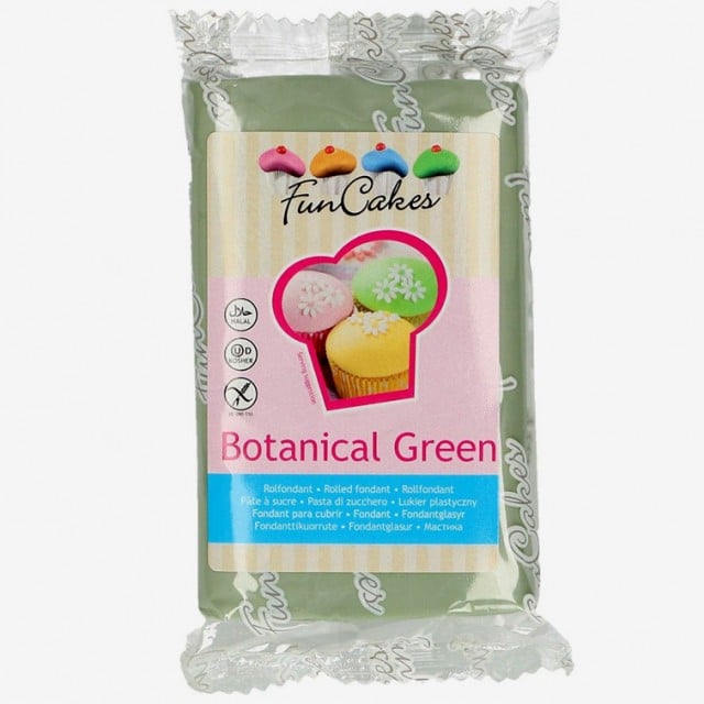 VERDE MILITARE. Pasta di zucchero FunCakes. 250 gr. Senza Glutine e Kosher