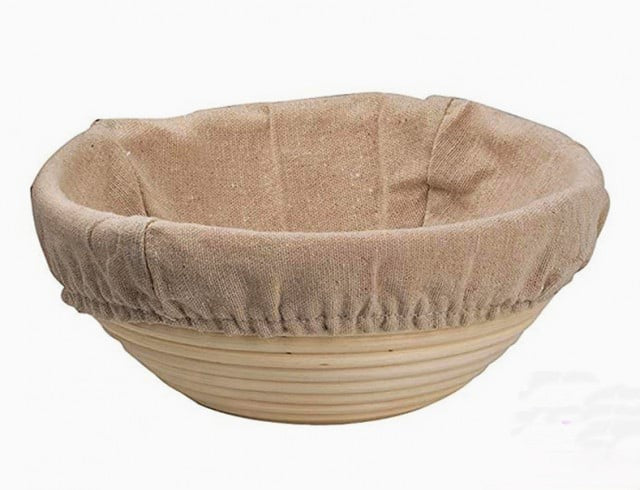 25 cm. 1 Kg di impasto. Cestino di Lievitazione Tondo in Rattan naturale con Fodera. Pane e Pizza