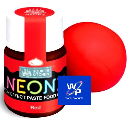 Rosso. Fluo NEONZ. Colorante alimentare in gel. Squires Kitchen