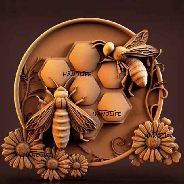 2 Api con Alveare e Fiori. Stampo in silicone.Honeycomb Bee Daisy Mold
