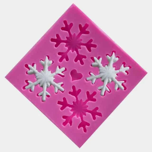 Pupazzo e Fiocco di neve Renna e Albero di Natale. Stampo silicone con 9 forme