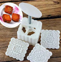 Mooncake Grande Quadrato 6 x 6 cm. Set di 3 Stampi ad espulsione per biscotti