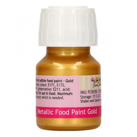 Oro Metallizzato in Gel. Anche Vernice per pittura. Grande confezione 30 ml. Funcakes