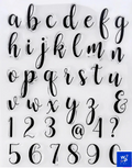 Corsivo Hello Tiffany Regular Script. Lettere Minuscole Numeri e Simboli a Timbro trasferibili da dipingere