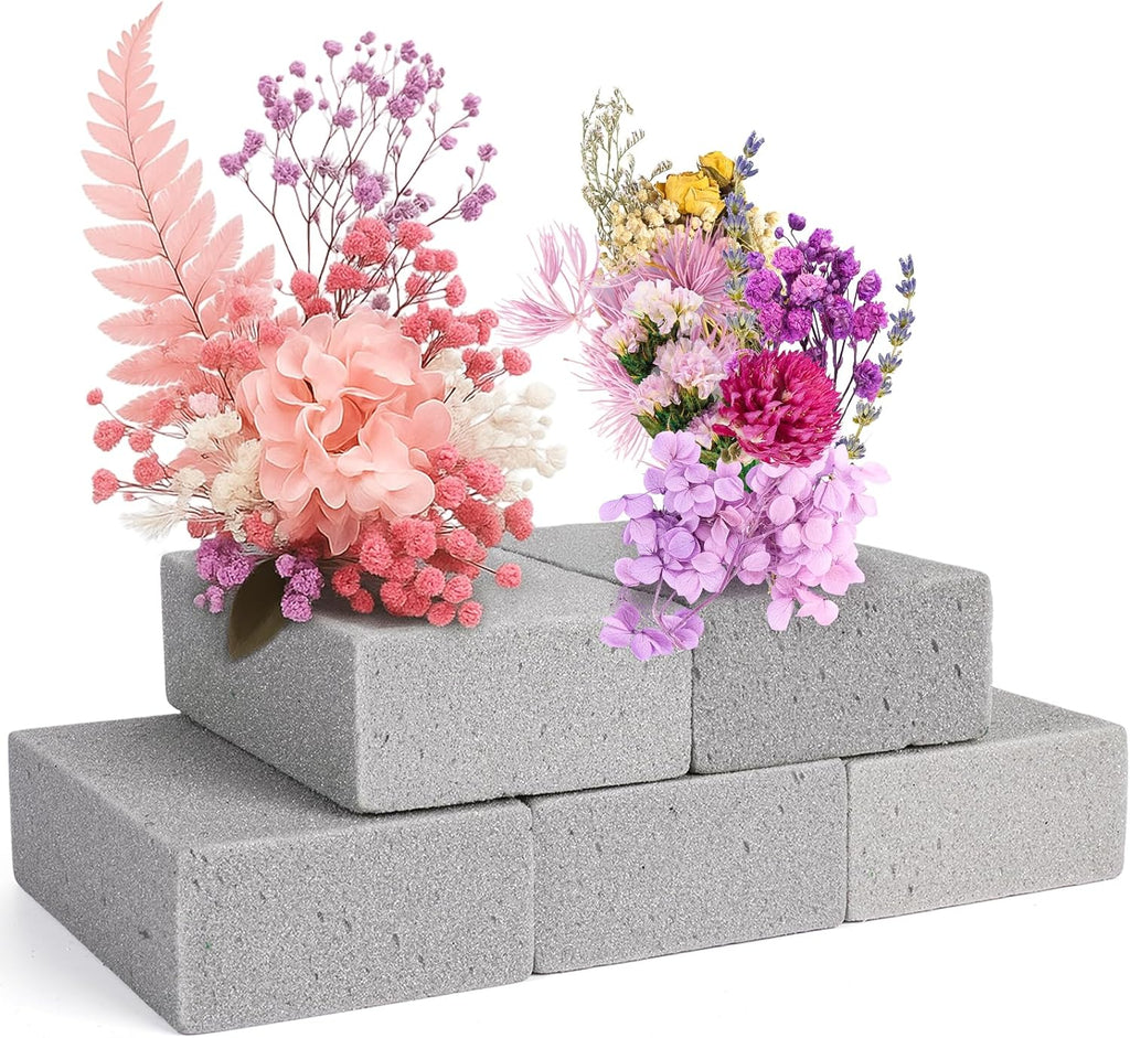 5 Pezzi Spugna per Fiori, Spugna per Fiori Finti Rettangolare, Spugne per Fiore Freschi e Artificiali, Spugne Grigio per Fiore per Artigianato/Celebrazioni/Matrimonio