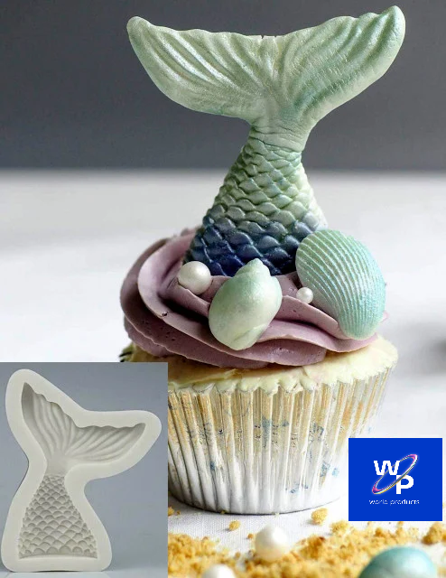 Coda di Sirena dritta di 9 x 7 cm. Mare. Stampo silicone