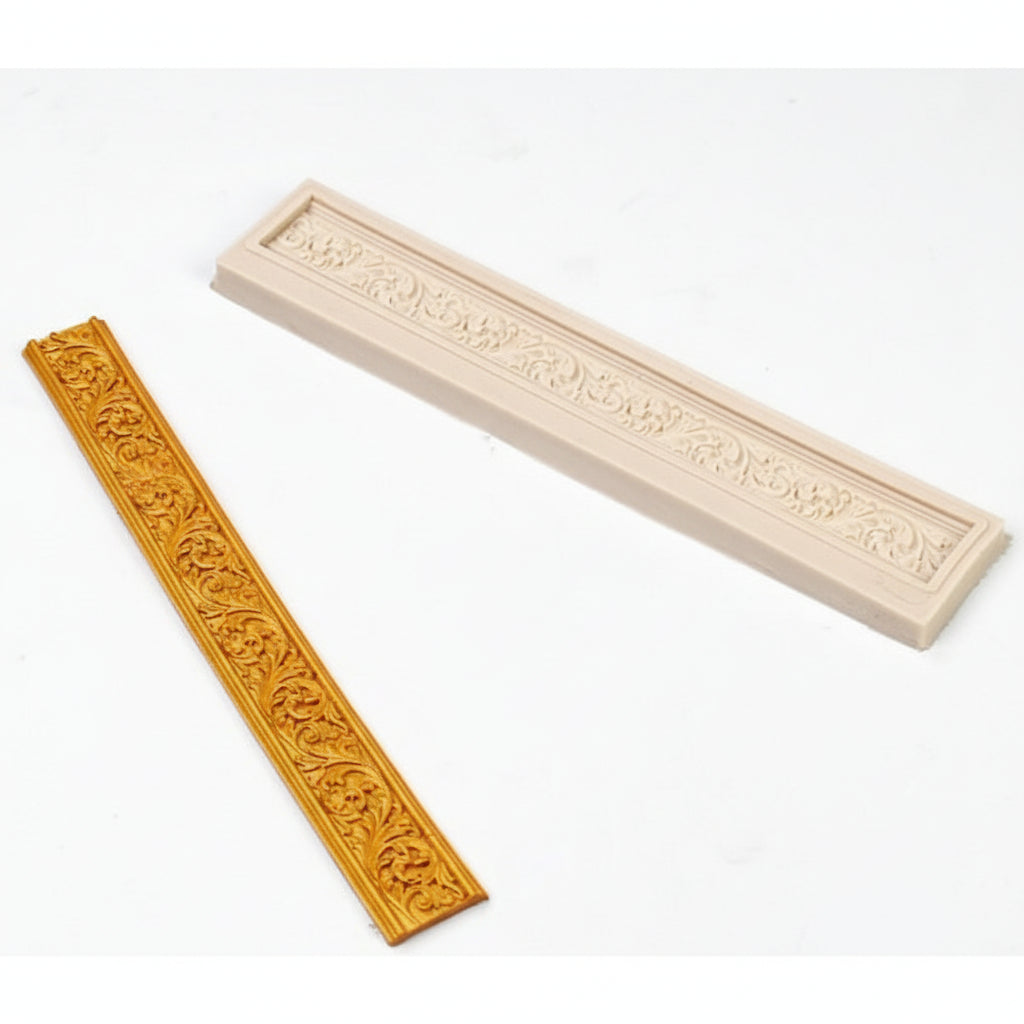 Bordo Cornice lungo decorato Barocca Vintage motivo Floreale. Silicone Mold Flower Frame Lace. Stampo in silicone