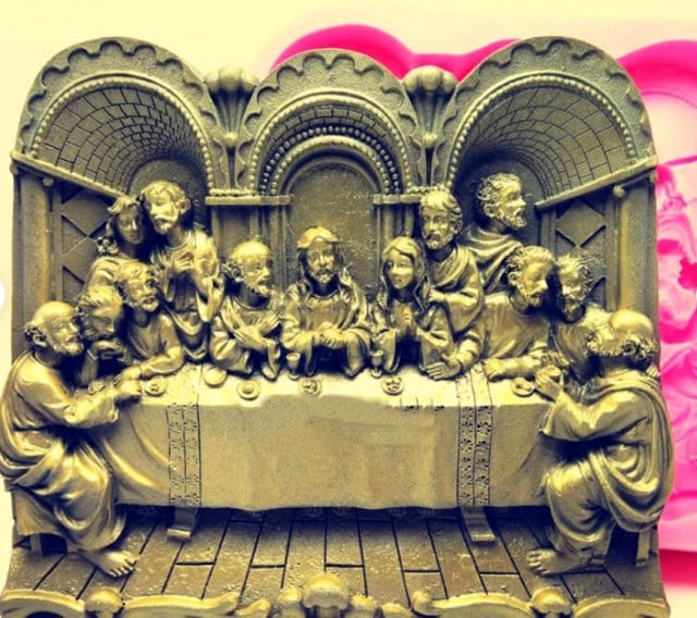 Stupendo Affresco Ultima cena di Gesù. Pasqua. Grande stampo in silicone