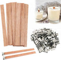 10 Stoppini in legno 13 cm con 10 supporti in metallo per Candele