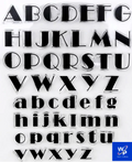 Broadway Std Roman Script. Lettere maiscole e minuscole a Timbro trasferibili da dipingere