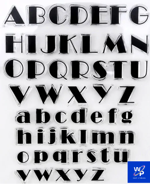 Broadway Std Roman Script. Lettere maiscole e minuscole a Timbro trasferibili da dipingere