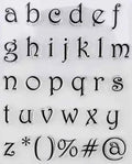 Maiuscole Aya Script. Lettere a Timbro trasferibili da dipingere