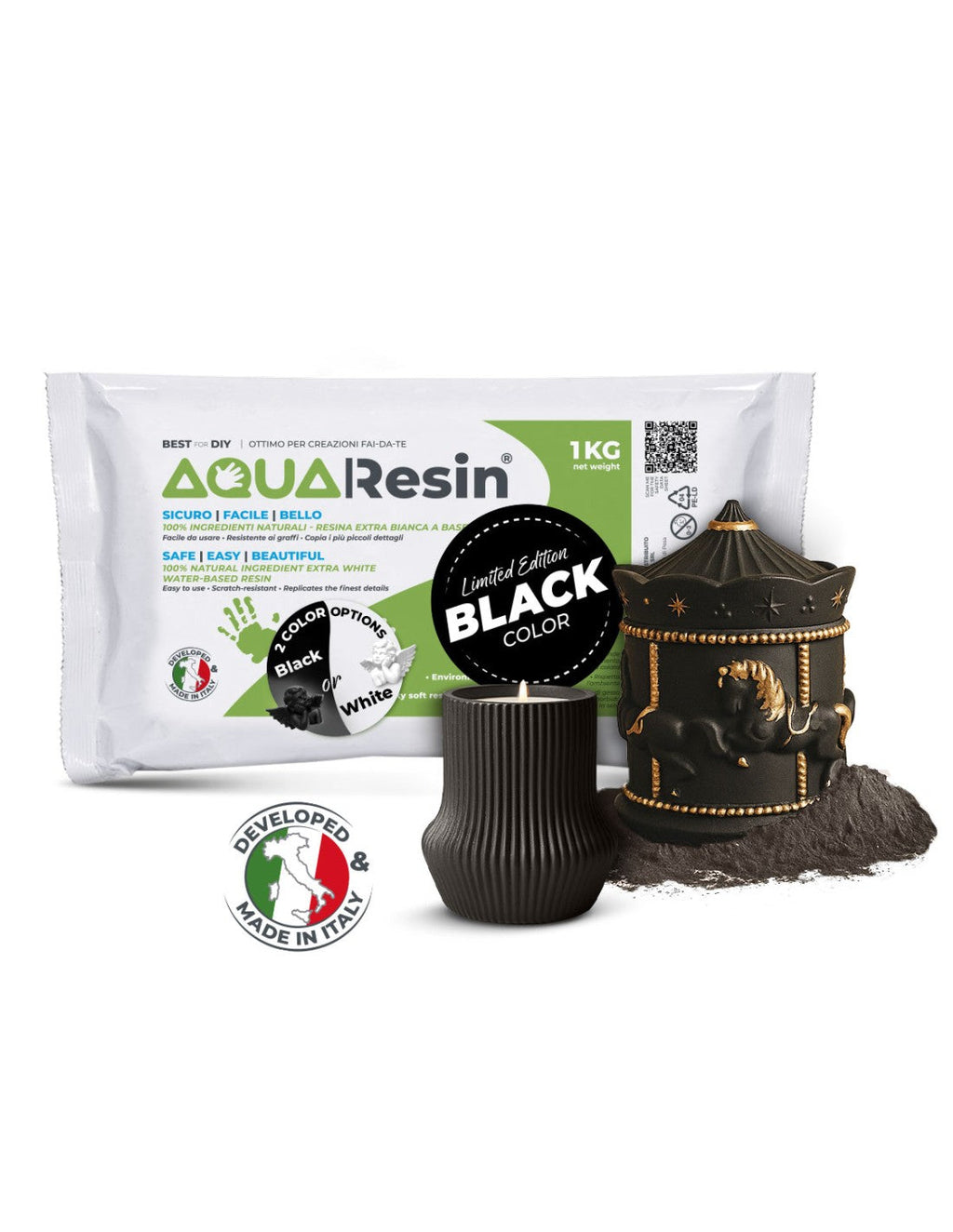 AQUA RESIN BLACK – Gesso premium in Nero Assoluto, naturale, atossico e sicuro