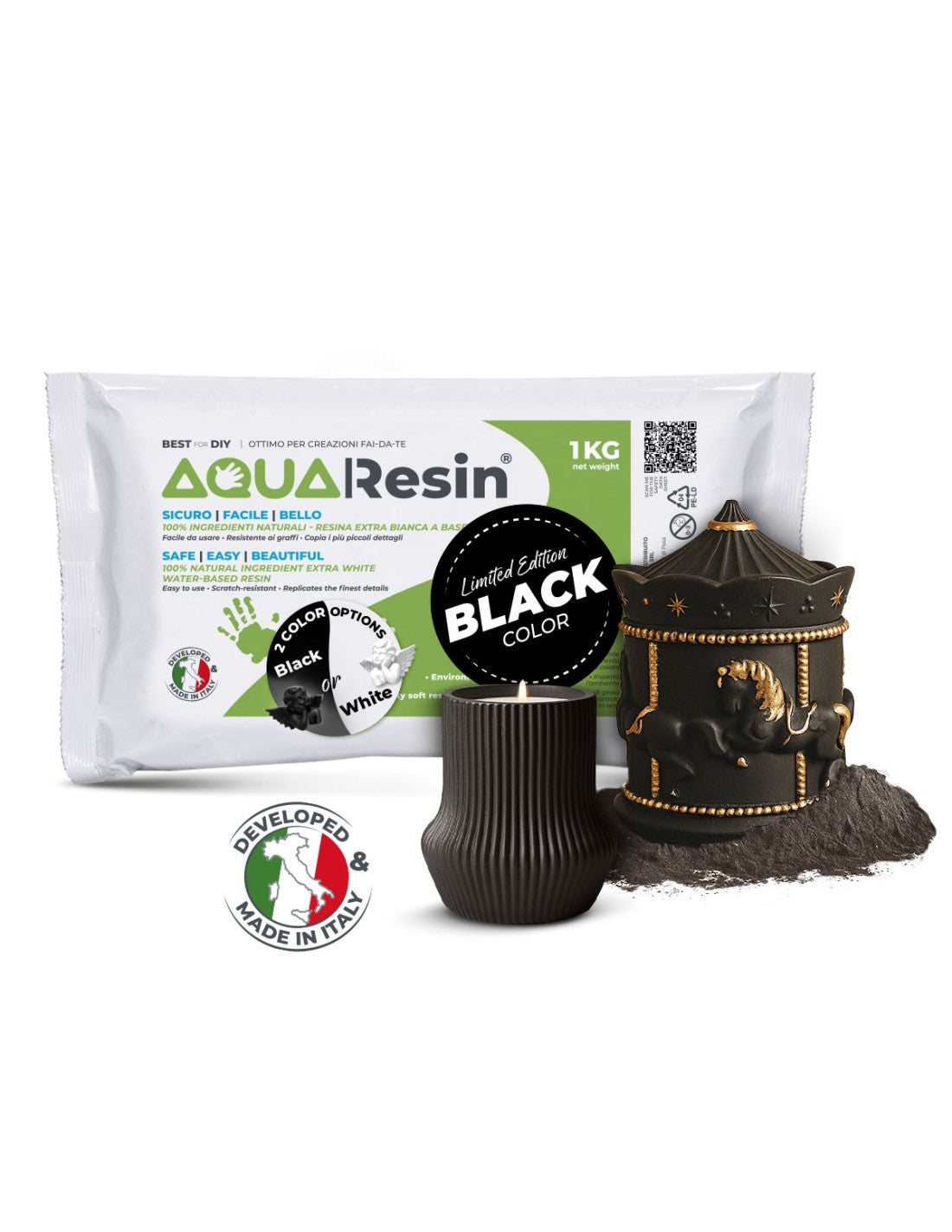 AQUA RESIN BLACK – Gesso premium in Nero Assoluto, naturale, atossico e sicuro