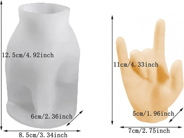 Mano con 3 dita in alto. Stampo in silicone anche per Candele - WORLD PRODUCTS SHOP