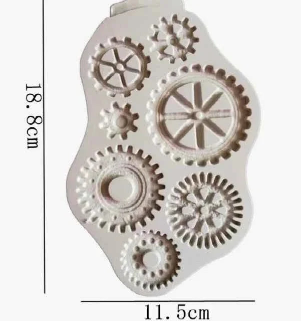 Ingranaggi. Fantastico stampo in Silicone in alta definizione.Distressed Cogs