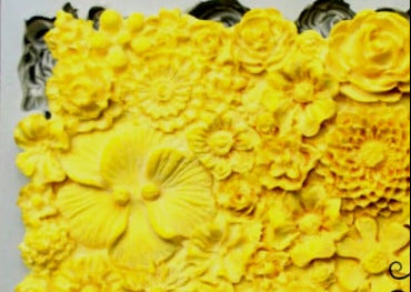 Composizione Bordo Floreale con molti Fiori. Stupendo stampo in silicone di grande effetto
