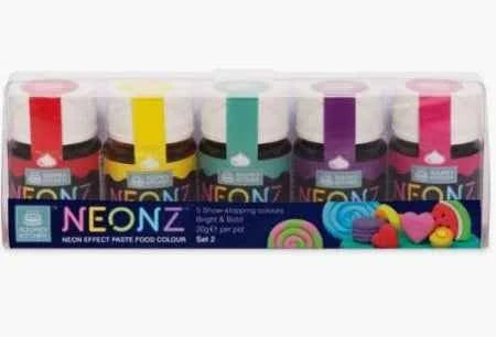 Set 1. Arancio Giallo Verde Blu Rosa. Fluo NEONZ. Colorante alimentare in gel. Squires Kitchen