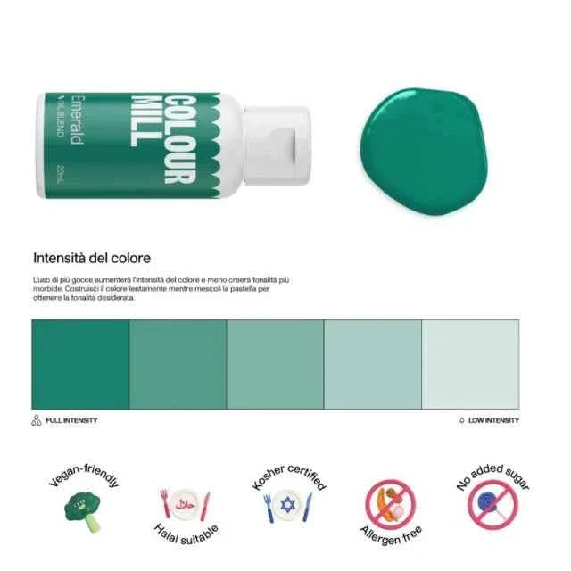 Verde Smeraldo. Colour Mill Emerald. Colorante alimentare a base olio di 20 ml