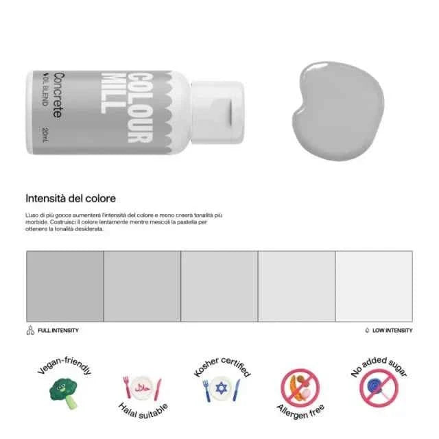 Cemento. Colour Mill Concrete. Colorante alimentare a base olio di 20 ml