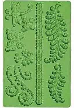 Bosco Felci e Farfalle. Stampo in silicone con 11 motivi più 2 bordure.