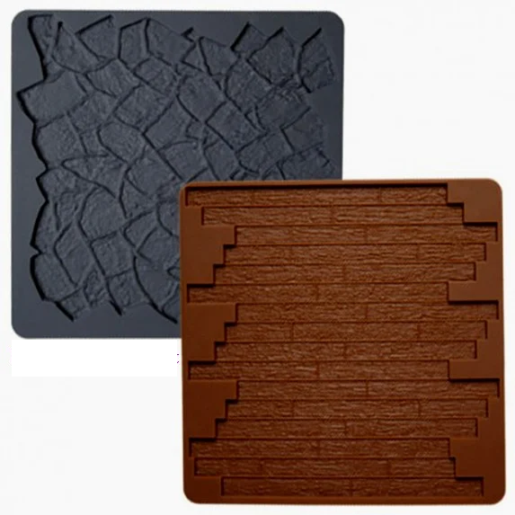 Set 2 stampi di Muro Legno Mattoni e Pietra. Silicone. Wilton