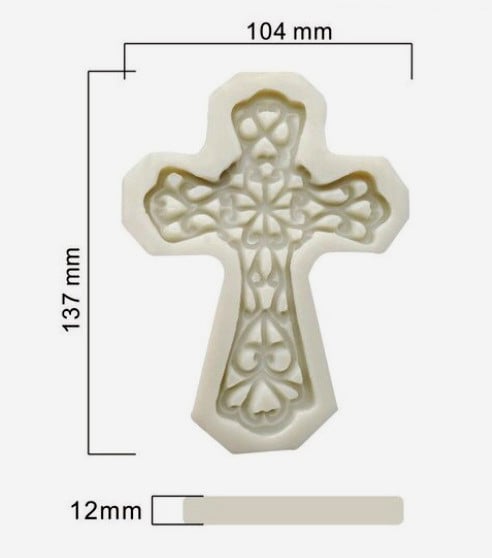 Grande Croce decorata di 13.5 cm. Stampo in silicone