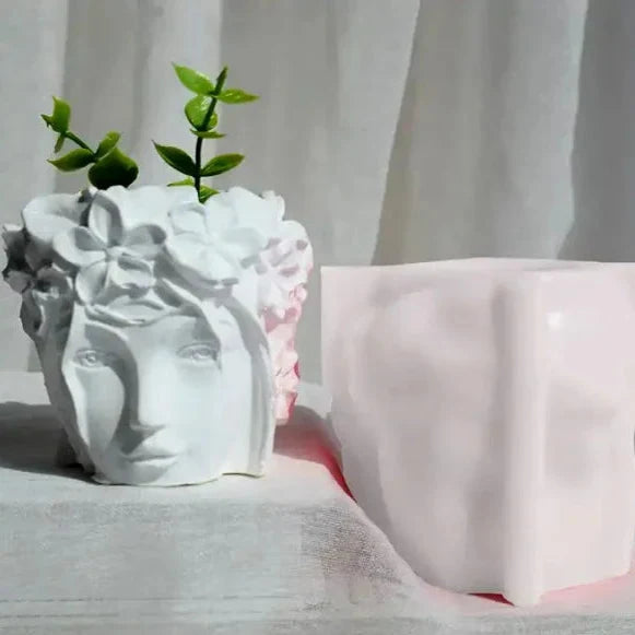 Viso Donna con Corona di Fiori. Stampo in silicone anche per Candele - WORLD PRODUCTS SHOP