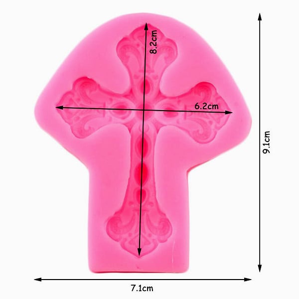 Croce decorata con Perle incise. Jeweled Cross Fondant Mold. Stampo in silicone