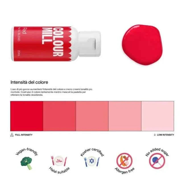 Rosso. Colour Mill Red. Colorante alimentare a base olio di 20 ml