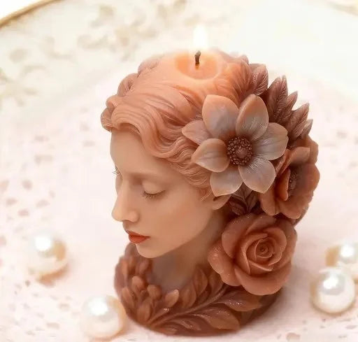Viso Ragazza con fiori tra i capelli. Stampo in silicone per Candele