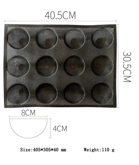 Stampo Microforato 12 Hamburgher in silicone e fibra di vetro