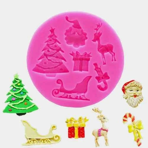 Stampo Natalizio con Albero e Babbo Natale Renna Slitta e Regali