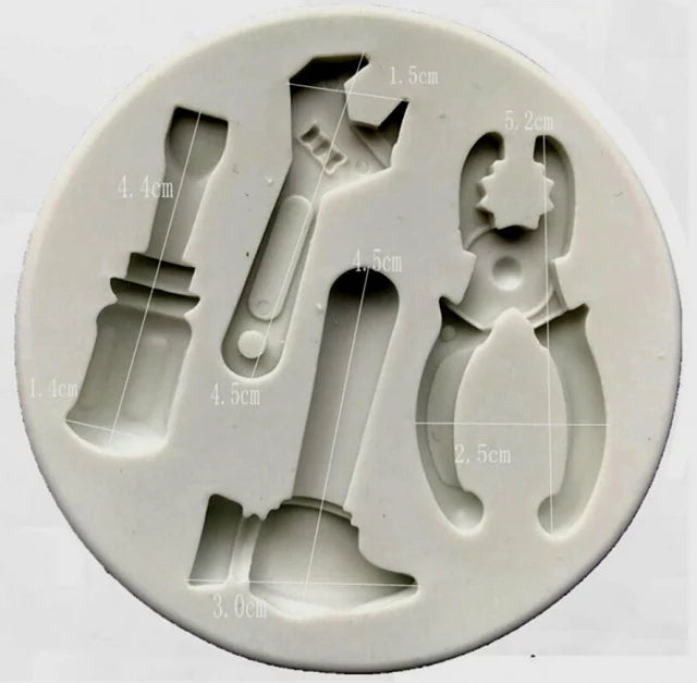 4 Grandi Attrezzi da Lavoro. Pinza Martello Chiave e Cacciavite. Stampo in silicone